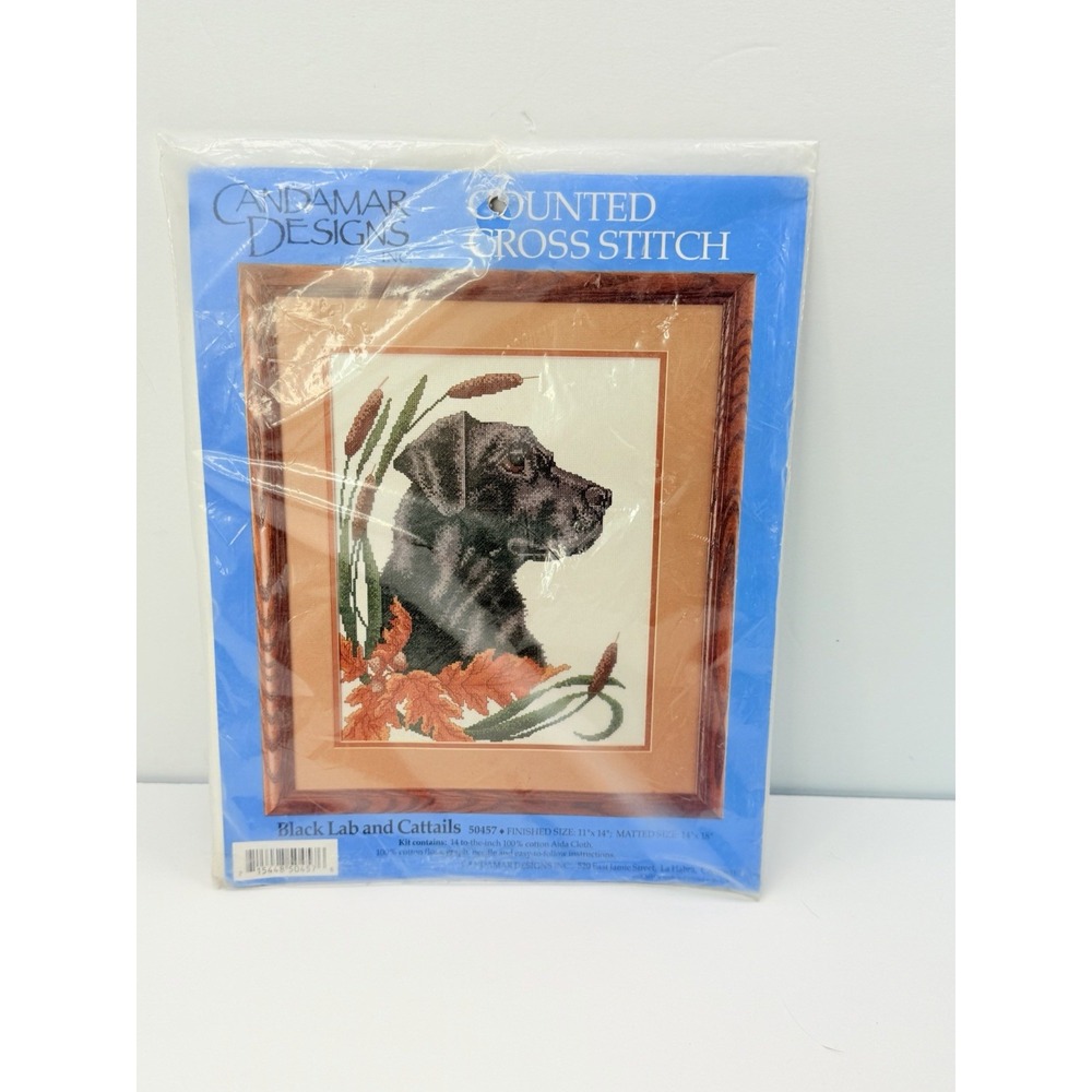 Black Lab And Cattails Counted Cross Stitch Kit 50457 CandaMar Designs 11x14